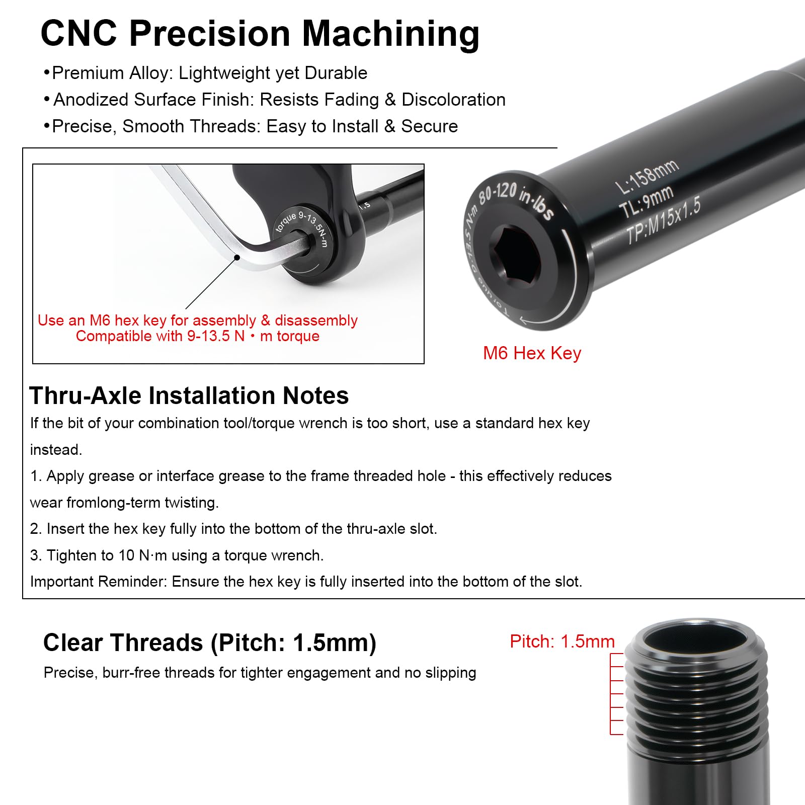 Amazon.com : CNC Front Hub Thru Axle 15x100mm/110mm for Fox SC32